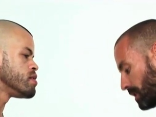 The scene options two masculine and handsome homosexual males