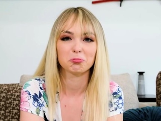 Cute Lilly gags on major dick on casting