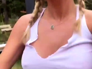 Hot blonde with major boobs solo