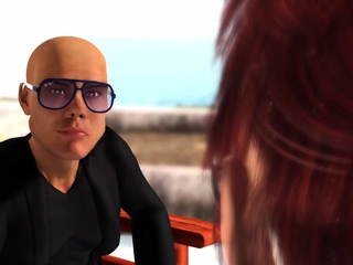 Horny hor brunette gets fucked challenging by a midget outside