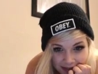 Glamour babe with major boobs masturbates in lingerie