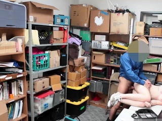 Police exam taking the merchandise from the shop, then gett