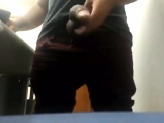 MILKING HIS Large UNCUT BRAZILIAN DONKEY DICK AT Perform