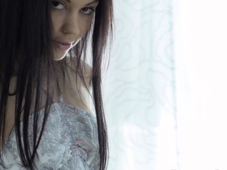 Demure solo euro teen fondles her pussy