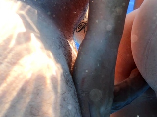 German skinny amateur milf fuck underwater in pool POV