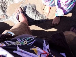 German Tourist public choose up mexican Latina at beach