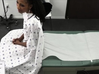 Horny doc fucks ebony patient in the course of verify up