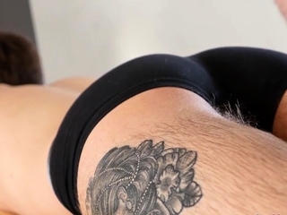 Horny gay masseur rimming consumers ass