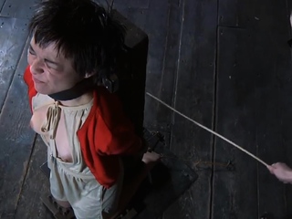 Slender brunette floozy is masturbating with a sex tool