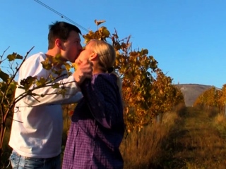 Slutty blonde bimbo enjoys sex with a random mate