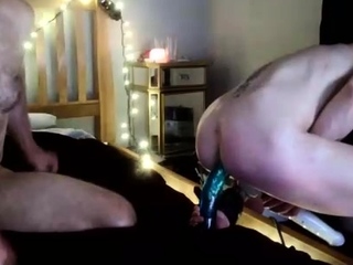 Amateur young brunette enjoys dildo on solo masturbation