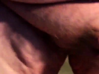 Fat boys tiny penis getting pushed about whilst standing up.