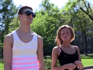 Lewd brunette russian Melanie behaves like whore