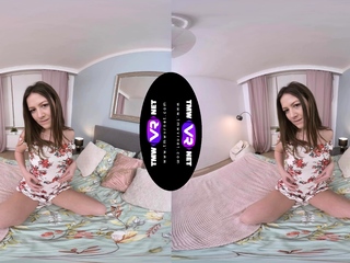 Little tit brunette teen fucks a major cock