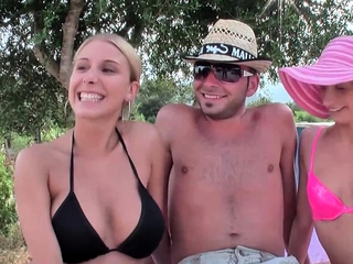 German Teen anal choose up at beach for threesome ffm