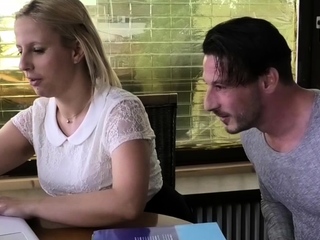 German chubby blonde college girl get fucked from teacher