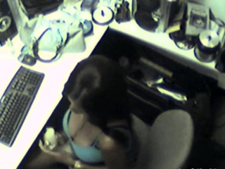 Solo workplace ebony babe