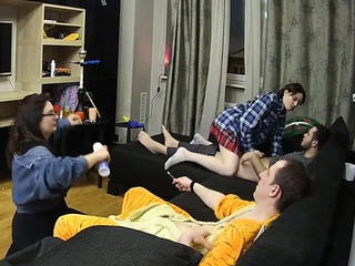 Swingers in hot old vs young group sex