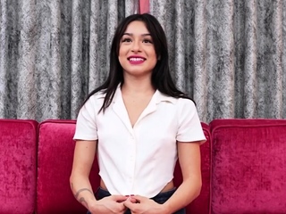 Newcomer gags on cock following interview