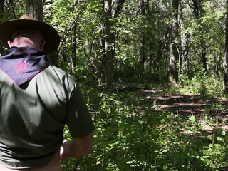 Scoutmaster gets fucked raw and sucked in wood by two scouts