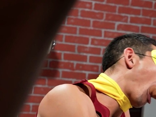 Cosplay BJ stud gets fucked by his black BF immediately after dildo BJ