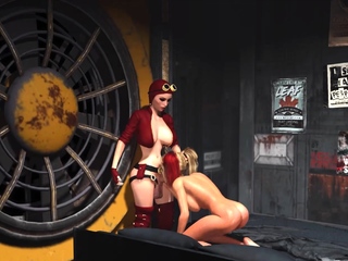 3d dickgirl fucks a attractive horny girl in sci-fi living bedroom