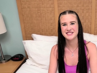 Attractive 18 yr old with lengthy legs sucks a fat cock