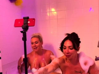 Higher society blonde licks out brunette babe