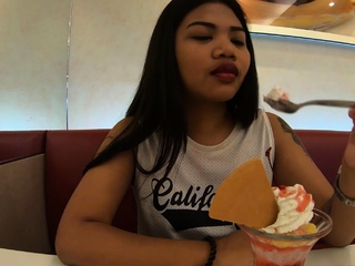Large ass amateur Thai teen ice cream fuck
