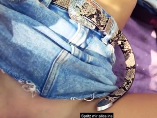 Modest tit blonde latina fucks cock POV