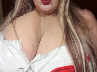 Omg nasty nurse is rubbing cock toy in between fat tis