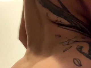 Busty curly brunette with massive boobs fucks on couch