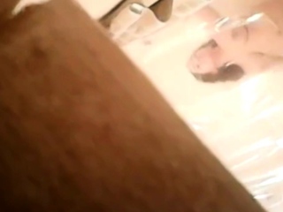 Greek showering stepmom with hairy pussy