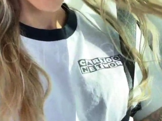 Quite cute blonde babe outside sex