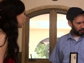 Sub smallboobs babe bonded and assfucked by repairman