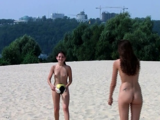 Attractive nudist girl with stunning tits is so relaxed