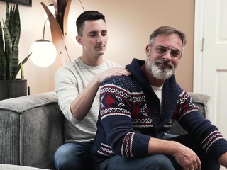 Bearded, handsome silver fox fucks twink