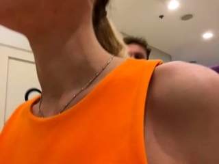 Blonde teen girl PUBLIC sex gangbang