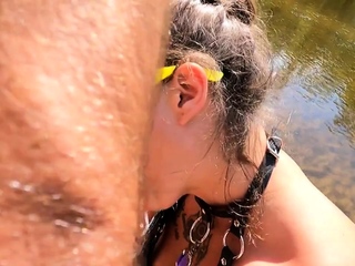 Blowjob by the river! Leading notch head in public by pEnnY pUpi