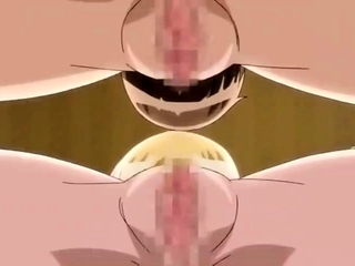 Brunette cums to hentai