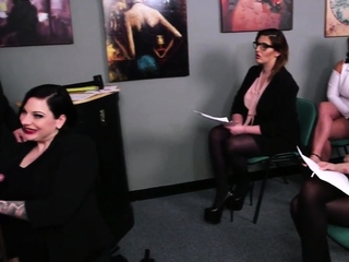 CFNM sluts get pleasure from group college BJ orgy