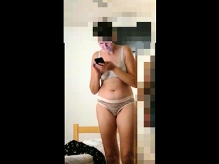 My mother whore Jelena wears black stockings and good pantie