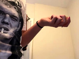 Russian brunette busty camgirl masturbating on webcam