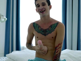 Anal gaping twink solo toys his asshole with dildo sex toy