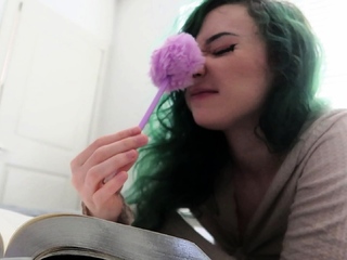 Attractive teen ebony solo toy masturbation