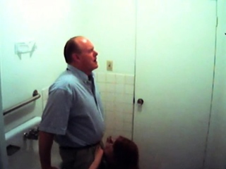 Bathroom slut sucks dick