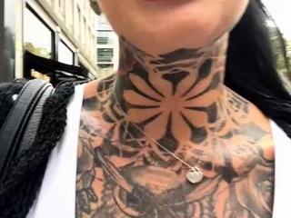 Busty curly brunette with major boobs fucks on couch