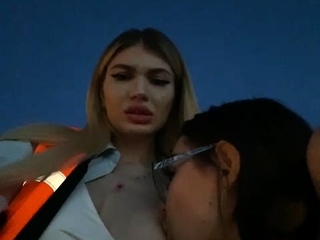 Busty Czech amateur fucks outside in public