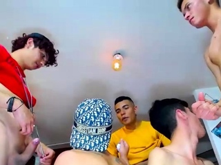 Wonderful hot gay group sex scene in a warehouse