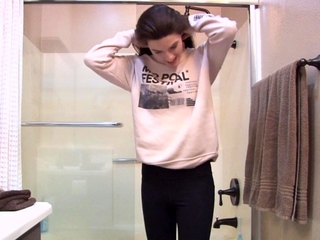 Stunning brunette girl striptease webcam